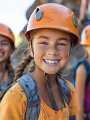 Young Girl Smiling in Helmet