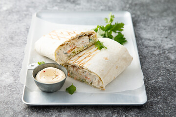 Traditional homemade chicken wrap