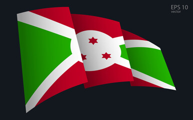 Waving Vector flag of Burundi. National flag waving symbol. Banner design element.
