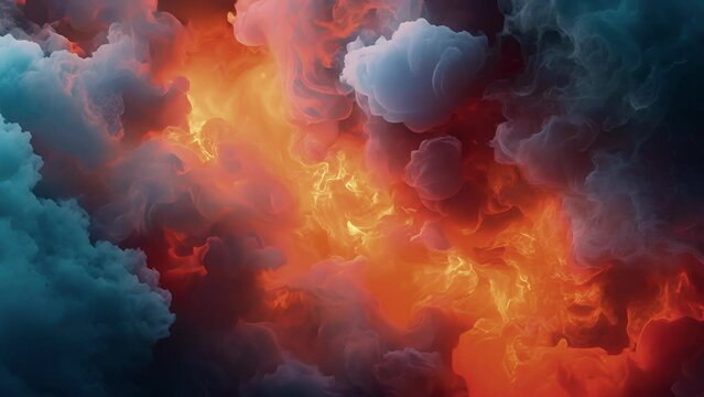 Texture of smoky clouds blending with fiery flames creating a mysterious ambiance.