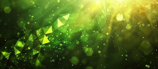 Abstract geometric green triangle pattern background. AI generated image