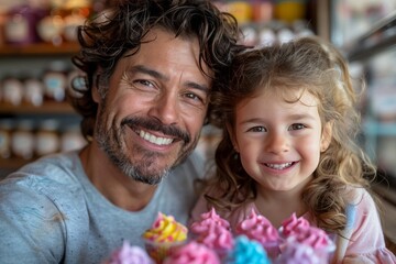 Man and Little Girl Smiling for a Picture