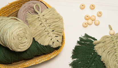 Skeins of thread for weaving macrame