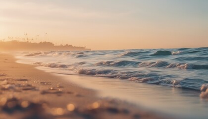 Obraz premium view of aesthetic morning in the beach background