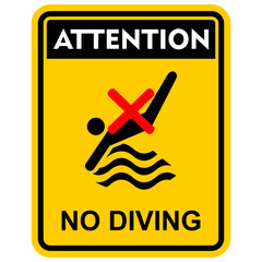 Attention, no diving, sticker vector