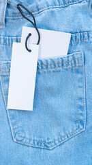 Jeans pocket with attached label