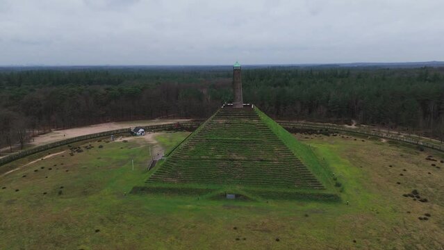Ascending History: Aerial View of the Pyramide van Austerlitz in Zeist, Netherlands