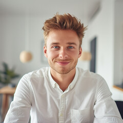 an American businessman staring at the screen

