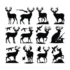 set of deer silhouettes