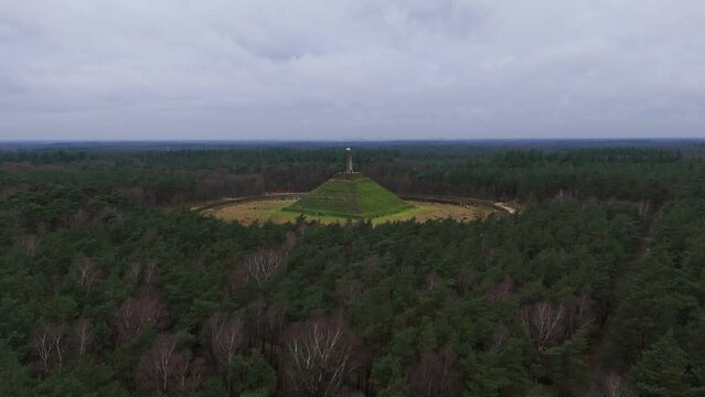 Ascending History: Aerial View of the Pyramide van Austerlitz in Zeist, Netherlands