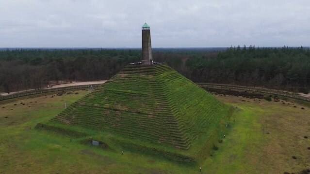 Ascending History: Aerial View of the Pyramide van Austerlitz in Zeist, Netherlands