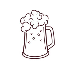 Beer mug with foam. Vector isolated illustration on a white background.