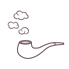 Smoking pipe with smoke. Vector isolated illustration on a white background.