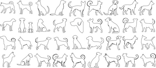 Fototapeta na wymiar Dog line art, minimalist canine design, abstract pet illustration, simple animal sketch, modern home decor, dogs outline for pet lovers