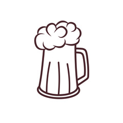 Beer mug with foam. Vector isolated illustration on a white background.