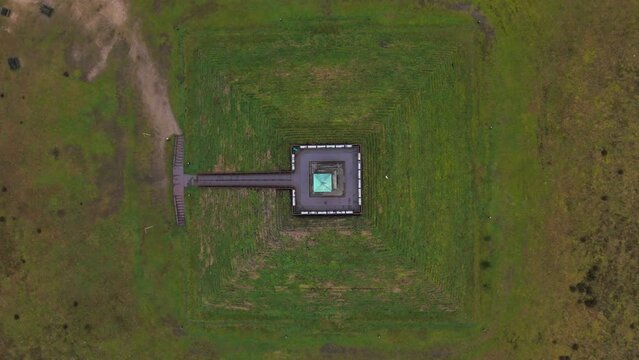 Ascending History: Aerial View of the Pyramide van Austerlitz in Zeist, Netherlands. Topdown shot.