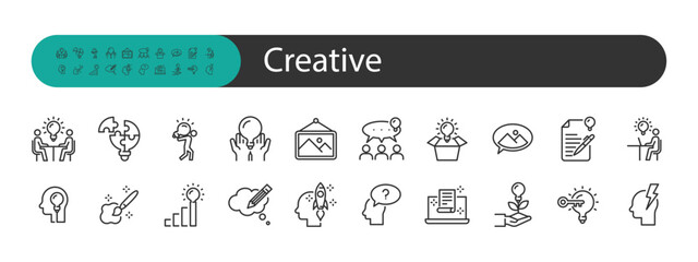 Fototapeta na wymiar set of creative icons, think, brainstorm