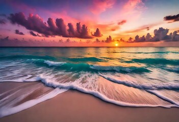 Sea waves and sunrise
