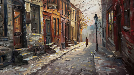 Fototapeta na wymiar Old city street painting.