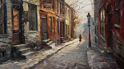 Fototapete Rund Old city street painting. © Reem