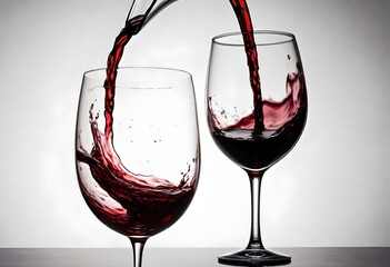 pouring wine into two glass 