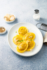 Traditional homemade ravioli with cheese