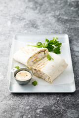 Traditional homemade chicken wrap