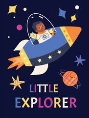 Child astronaut space adventure vector illustration