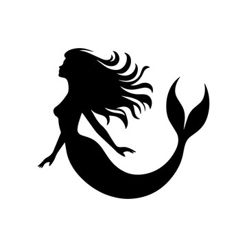 Vector illustration. Mermaid silhouette on a white background. Printable sticker.