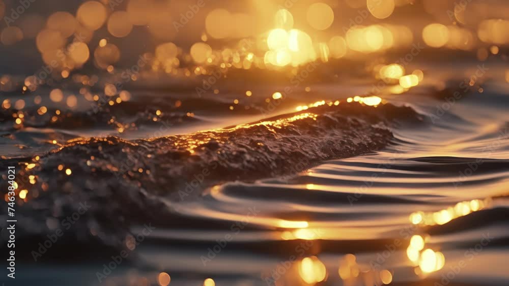 Poster closeup of shimmering lights dancing across the surface of the water creating a sense of motion.
