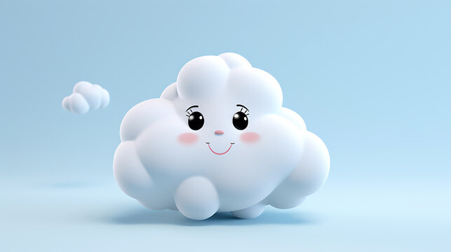 Adorable White Cloud Bubble Design in POP MART 3D Style Cute Cartoon Illustration
