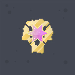 Game UI Badge Sci Fi Futuristic Heart Six Pointed Pink Star Vector Design