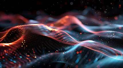 Futuristic Abstract Holographic Waves in 3D Design