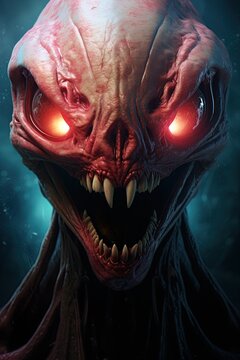 Portrait of an alien extraterrestrial in space. Ai Generative