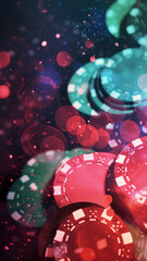 Colorful Image with Casino Chips. Colorful gambling background.
