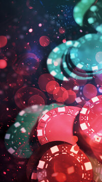 Colorful Image with Casino Chips. Colorful gambling background.