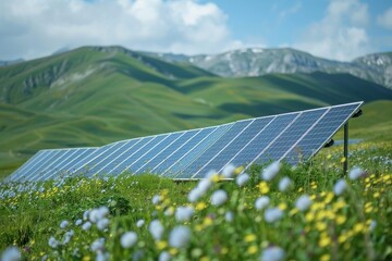 Solar panel. Renewable and green energy concept. Generative AI