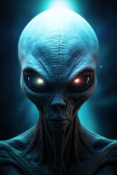 Portrait of an alien extraterrestrial in space. Ai Generative