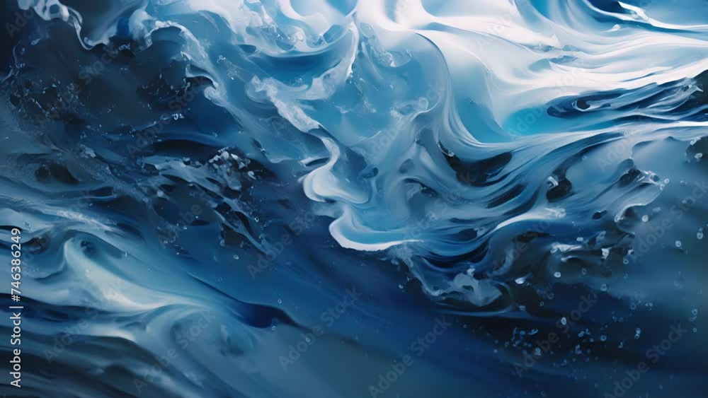 Poster a visual representation of the fluid nature of oil as it twists and turns in intricate designs with 