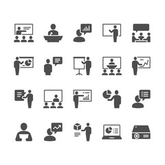 Business presentation flat icons. Pixel perfect.