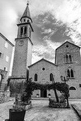 Fototapeta na wymiar Catholic church of Sveti Ivan also know as St. John the baptist in Budva, Montenegro.