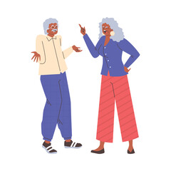 Elderly characters debating. Vector illustration