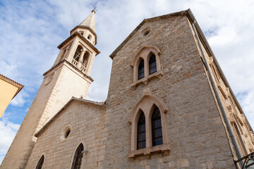 Fototapeta na wymiar Catholic church of Sveti Ivan also know as St. John the baptist in Budva, Montenegro.
