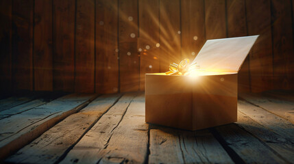 Open gift box with light.