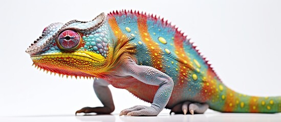 Chameleons, brightly colored animals that can change color according to their location, function as camouflage