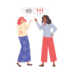 Women's animated discussion vector illustration