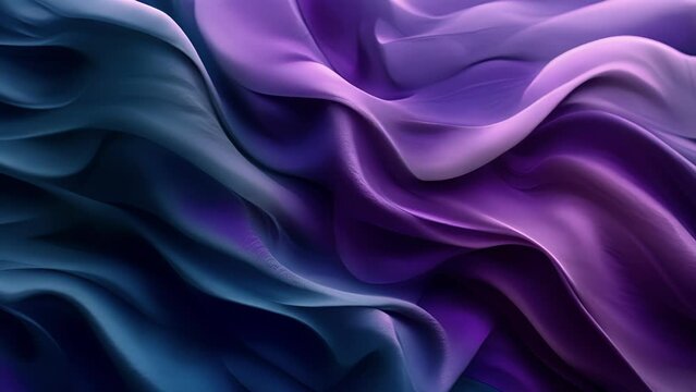 Texture of swirling silk in shades of emerald green and royal purple creating a captivating abstract design.