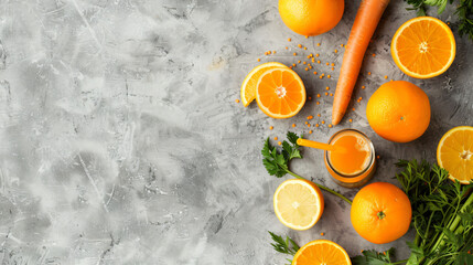 Orange diet juice from citruses and carrot.