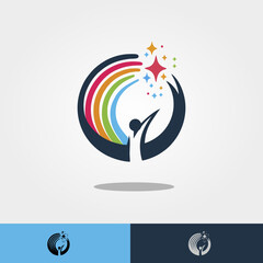 silhouette of a person reaching for the stars, an illustration of achieving dreams or achieving success.