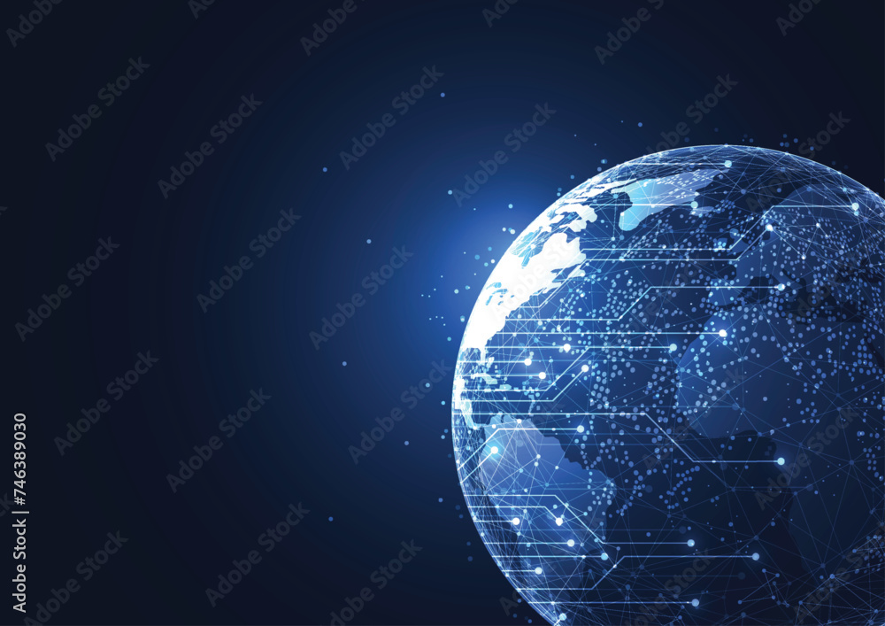 Aufkleber global network connection with graph in futuristic concept for financial. world map point and global